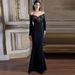 New Arrival Elegant Off-Shoulder Mermaid Evening Dress With Beaded & Crystal Embellishments, High-Slit Long Gown For Banquet, Party, Red Carpet_ecoleips.com
