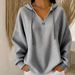 Aria Basics 2026 Cross-Border Autumn/Winter European And American New Solid Color Waffle V-Neck Buttoned Hooded Women's_ecoleips.com