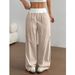 New 2025 Striped Wide Leg Trousers for Women Casual Street Fashion Loose Fit Contrast Color Trendy Bottoms_ecoleips.com