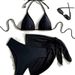 Aria Basics 2025 European And American New Sexy Two-Piece Swimsuit Women's Three-Piece Set Solid Color Bikini Cross-Border In Stock_ecoleips.com