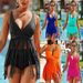 Women's Sexy Tassel Bikini Swimsuit Solid Color Two Piece plus Size New European And American Cross Border_ecoleips.com