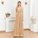 Women's Clothing V Neck Sequined A Line Evening Dress For Women Style Halter Neck Bridesmaids Parties Weddings_ecoleips.com