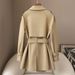 British Style Double-Breasted Trench Coat – Slim Fit Spring/Autumn Women’s Jacket (Khaki/Light Green, M-XL)_ecoleips.com