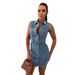 Women's Chic Sleeveless Denim A-Line Dress Corset Waist Stylish Casual Dress for Women_ecoleips.com
