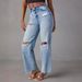 Women's High-Waisted Straight Leg Jeans – Distressed Ripped Denim Pants With Vintage Washed Blue (S/M/L/XL/2XL)_ecoleips.com