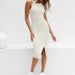 Women's Clothing Solid Color Knitted Sexy Temperament Slim Sleeveless Vest Style Slit Dress_ecoleips.com