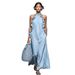Elegant Halter Neck Maxi Dress With Ruffle Trim, Loose Fit Flowy Summer Long Dress For Women Lightweight & Breathable Fabric_ecoleips.com