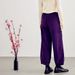 Women's Slimming Elastic Waist Casual Pants Purple Loose Fitting Versatile Comfortable Bottoms_ecoleips.com