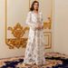 Women's Clothing V Neck Long Sleeve Lace Long Skirt Robe Dress_ecoleips.com