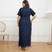 plus Size Women's Short Sleeve Long Dress with Tassel Buttons And Belt Summer Independent Store Fashion for plus Size Ladies_ecoleips.com