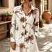 Women's Retro Ink Painting Print Lapel Loose Long Sleeve Blouse Breathable New_ecoleips.com
