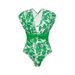 Green Floral One Piece Swimsuit Set For Women American Style New Hot Selling Item_ecoleips.com