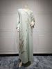 AB309 Arab Dubai Muslim Women's Clothing Middle East Cross-Border Long-Sleeve Patchwork Sequin Embroidered Loose Dress_ecoleips.com