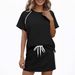 Women's 2 Piece Side Stripe Drawstring Short Sleeve Crew Neck Sweatshirt And Skirt Set – Casual Sporty Outfit_ecoleips.com