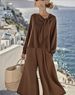Women's Casual Long Sleeve Top & Pants Set - Autumn Essentials In Solid Colors (S-XXXL) | Soft Polyester Fabric | Elegant & Comfortable Lounge Wear_ecoleips.com