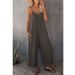 Suitable For All Seasons 2025 Summer New Women's Solid Color Pocket Loose Casual Strap Jumpsuit_ecoleips.com