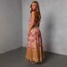 Summer Floral Print Sleeveless Dress For Women, Sexy A-Line High Waist Slit Maxi Dress, Casual Boho Chic Sundress For Beach Party Vacation_ecoleips.com