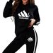 Women's Cute Kitten Print Hoodie And Pants Set Casual Outfit for Spring/Autumn Black S-XXL_ecoleips.com