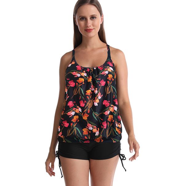 Women's Clothing Tankini Conservative Print Plus Size Two Piece Swimsuit For Women Slimming Flattering Swimwear_ecoleips.com