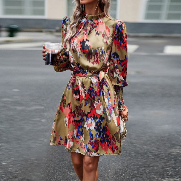 Diyun European And American Independent Station Printed 2025 Autumn Elegant Long-sleeved Dress_ecoleips.com
