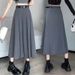 K Pleated Skirt Long Skirt New High Waist Slimming A-line Skirt_ecoleips.com