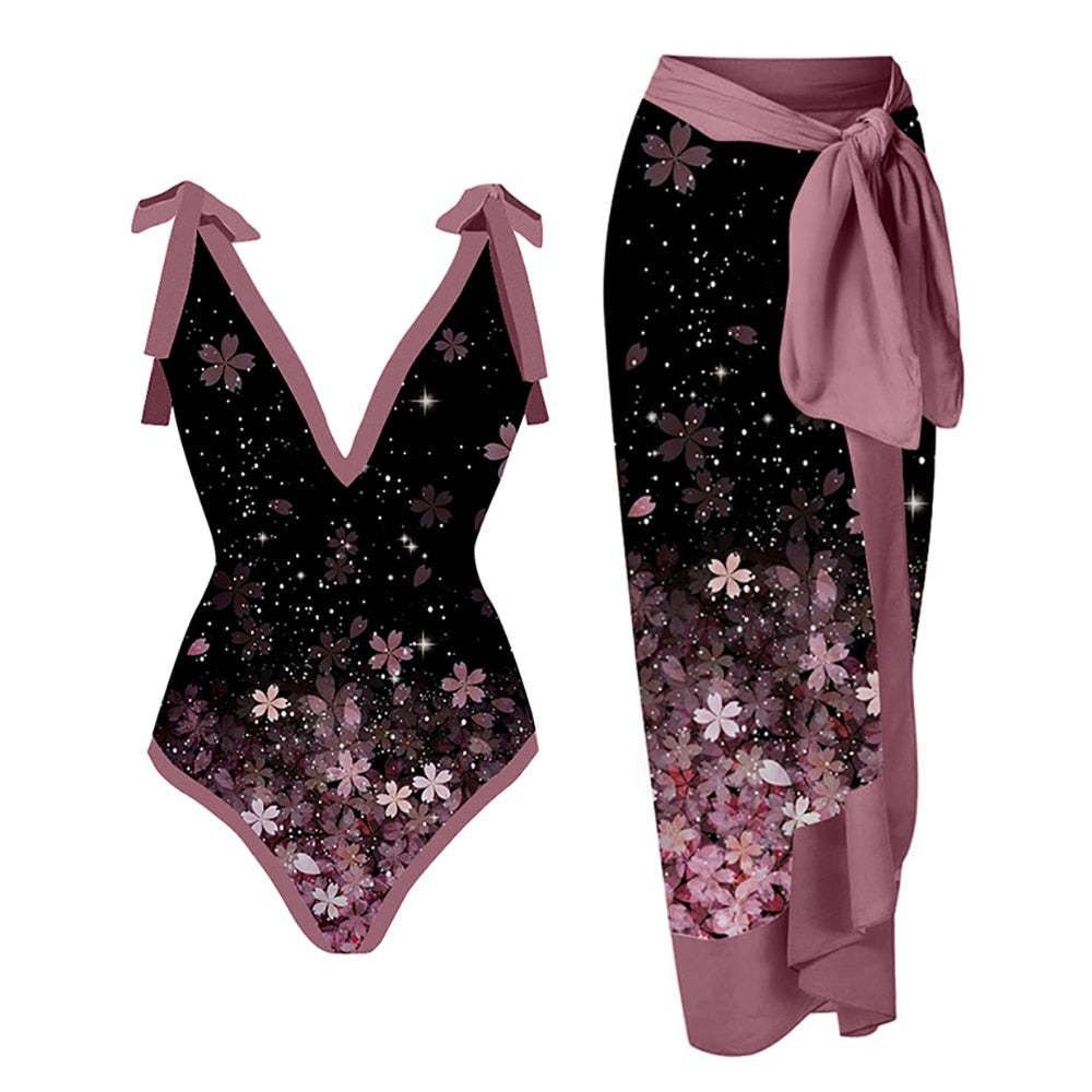 Vintage High-Cut One-Piece Swimsuit For Women - Tummy Control Slimming Bathing Suit With Modest Coverage, Floral & Tropical Prints_ecoleips.com
