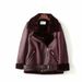 Women's Fashion Three-color Loose Waist Long Leather Coat_ecoleips.com