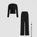 Stylish Knit Button-Up Long Sleeve Top & Wide Leg Pants Set - Comfortable Casual Outfit For Women (XS-XXL, Multiple Colors)_ecoleips.com