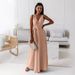 2025 Summer New Fashion Women's Dress Tie-neck V-neck Long Evening Gown Dress For Women Party Gala_ecoleips.com