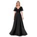 New Sequined European And American Evening Dress, Party Mesh Gown With A Large Hem, V-neck Sexy_ecoleips.com