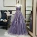 Elegant Purple Halter Top Tulle Evening Gown For Women Fairy-like Vocal Music Exam Dress Forest Style Colorful Women's Clothing_ecoleips.com