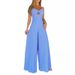 Women's Clothing New Women's Sleeveless Solid Color Casual Loose Striped Wide Leg Jumpsuit_ecoleips.com