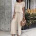 Summer Cross-border European American New Round-neck Loose Casual Patchwork Lace-trimmed Top And Pants Set_ecoleips.com