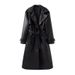 Sophisticated Women’s Long Leather Trench Coat – Hepburn-Inspired Slim Fit, Mid-Length Elegant Coat For Autumn & Winter_ecoleips.com