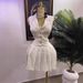 Women's Clothing Summer Striped Lapel Sleeveless Suit Vest And Pleated Skirt Set American Style Fashion Pant Ensemble_ecoleips.com