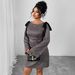 Women's Clothing Plus Size Clothes Elegant Plus Size Long Sleeve Dress With Bow & Plaid Design – Flared Sleeves, Round Neck, Slim Fit For Women_ecoleips.com