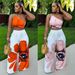 Women's Clothing Printed One Shoulder Slim Fit Wide Leg Pants Two Piece Set_ecoleips.com