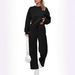 Women's Clothing Elegant Knit Two-Piece Set - Long Sleeve Top & Wide-Leg Lounge Pants With Pockets Hot-selling_ecoleips.com