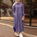 Verve New Muslim Women's Clothing Multi-color Long Sleeve Shirt Pocket Dress Casual Robe_ecoleips.com