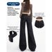 Women's American Style Dark Blue Flared Jeans Straight Leg Loose Fit plus Size Retro Low Waist Slimming Wide Leg Floor Length_ecoleips.com