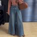 Trendy Straight-leg Jeans For Women, Summer Loose Fit, Petite Retro High-waisted, Drapey, Slimming, Wide-leg, Long_ecoleips.com