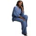 Aria Basics Aria Basics New European American Women's Fashion Long-sleeve Collared Casual Shirt And African-style Simple Versatile Straight-leg_ecoleips.com