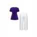 Women's Clothing Women's Casual Split Tops High Waist Trousers Two Piece Set_ecoleips.com