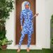 Women's Long Sleeve Zippered Surf Suit Blue Printed European American Style Swimwear For Huludao_ecoleips.com