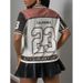 Women's Clothing Women's Color Blocked Digital Print Top Loose Short Sleeve Street Style For Formal & Casual For Women_ecoleips.com