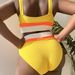 European And American Foreign Trade New Style Plus Size MM Multi-Color Patchwork Vest-Style Sexy Bikini Swimsuit T416_ecoleips.com