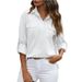 Verve 2025 Women's Spring Summer New Button Down Loose Fit Solid Color Casual Shirt_ecoleips.com
