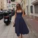 Cross-border Foreign Trade 2025 Spring-summer New European And American Women's Fashion Elegant Solid Color Square-neck_ecoleips.com
