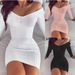 Women’s V-Neck Ribbed Bodycon Dress – Stretchy Polyester-Spandex Blend, Slim Fit, White/Pink/Wine (S-5XL, Elegant & Sexy)_ecoleips.com