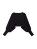 Loose And Versatile Black Bubble Sleeve Short Knitted Sweater_ecoleips.com